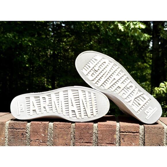 Armani Exchange Men\'s High Top Icon Logo Canvas Sneakers White Size 11 Excellent main image 7